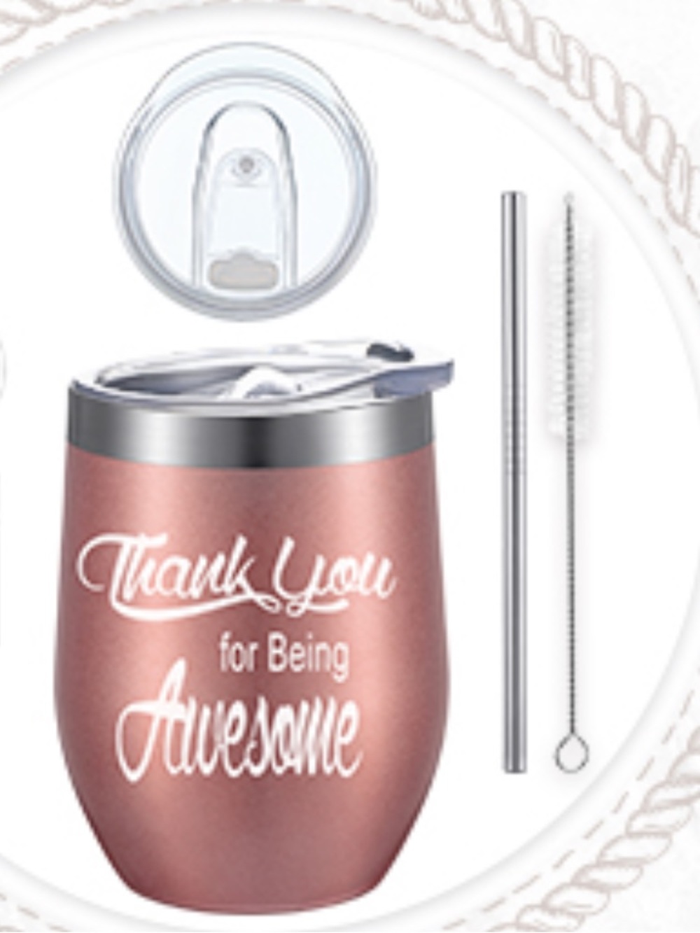 Rose Gold Insulated Tumbler - Thank You for Being Awesome